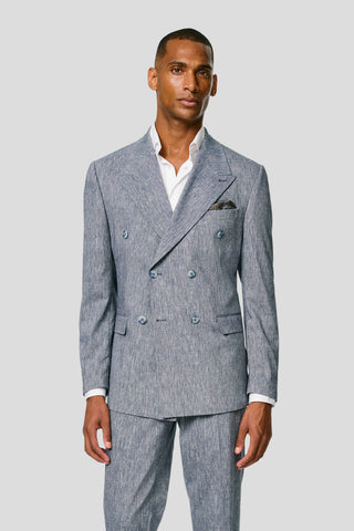 PRESTIGE blå dobbeltradet hørblazer MBO