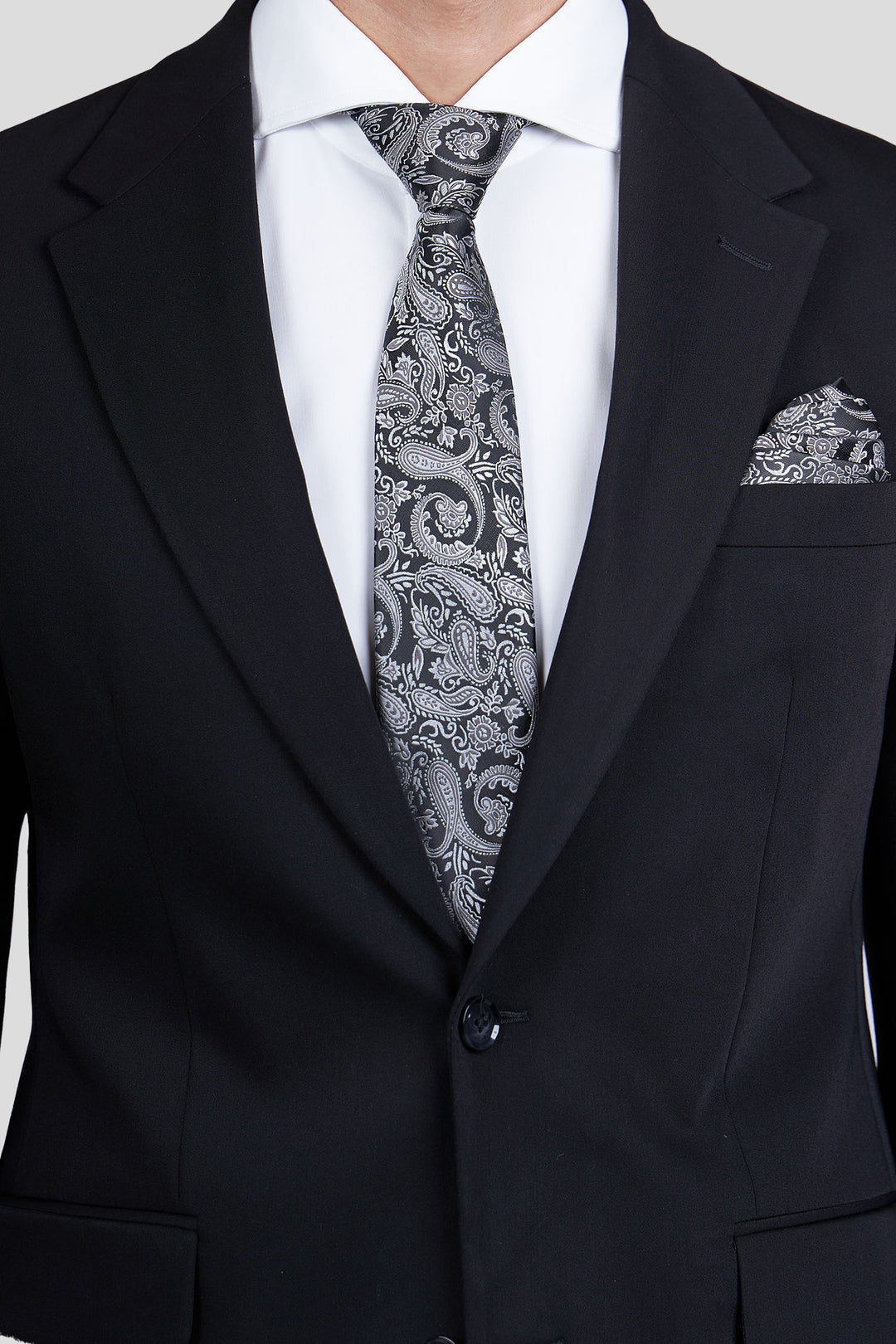 Sort & beige paisley lommeklud PVD
