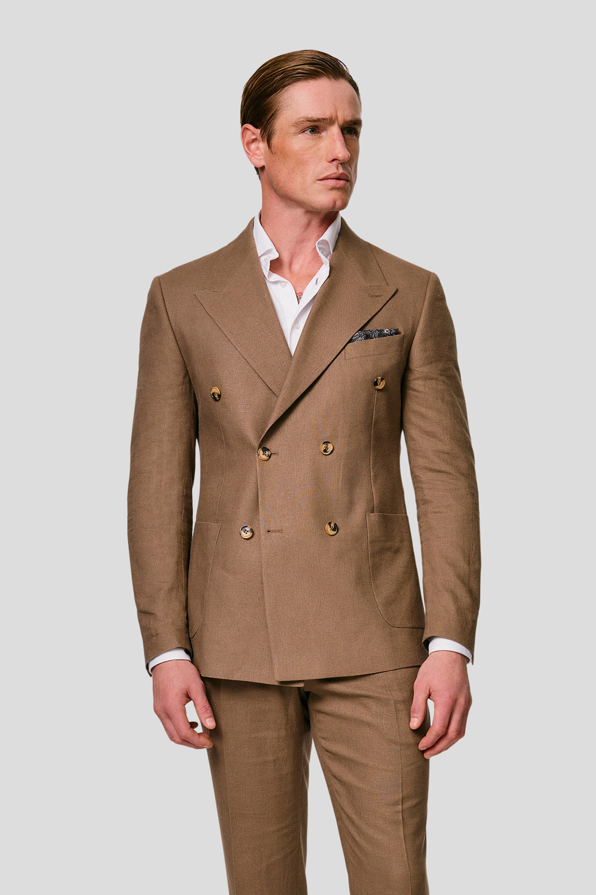 PRESTIGE brun dobbeltradet hørblazer MBO