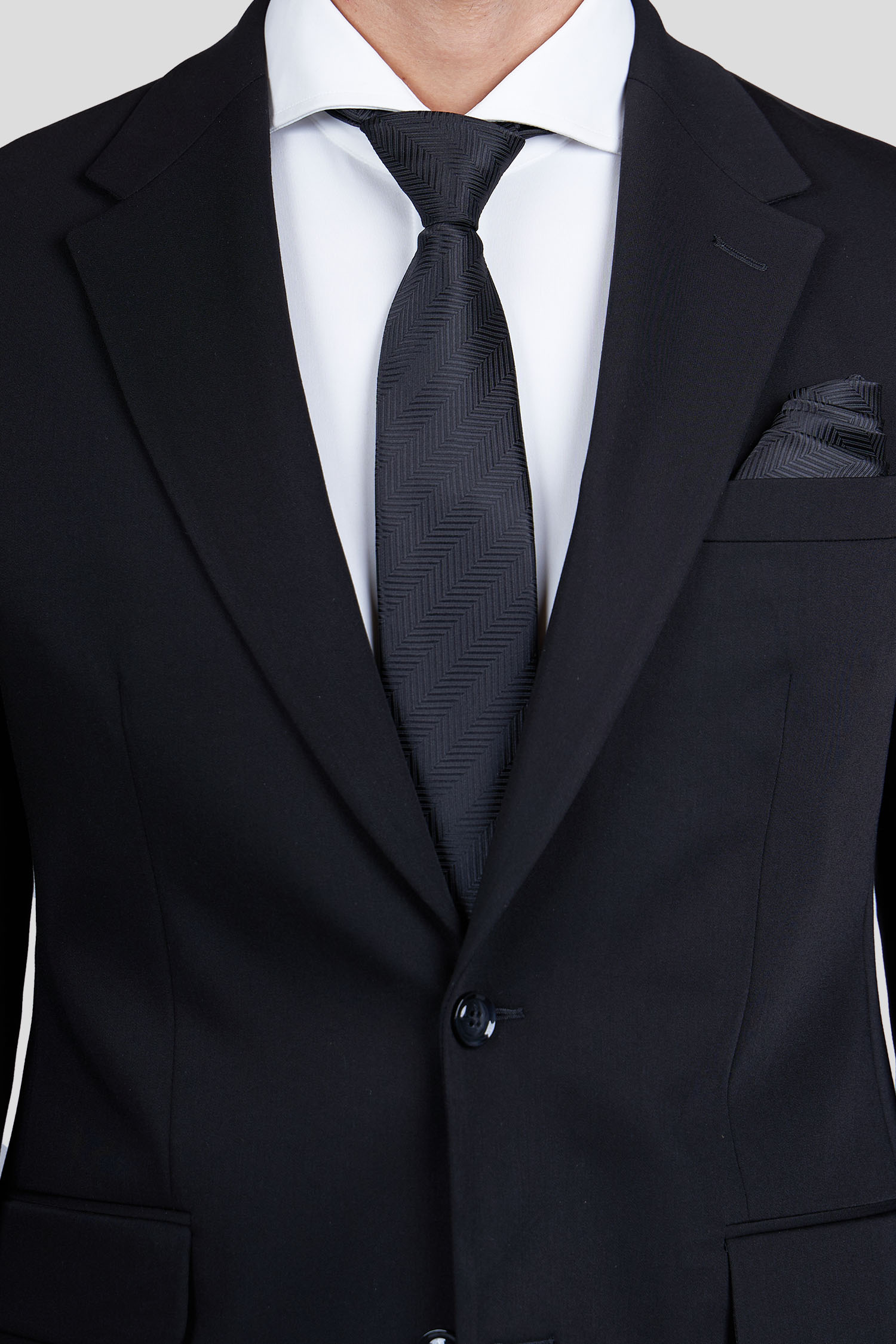 Sort lommeklud med mønster PVD