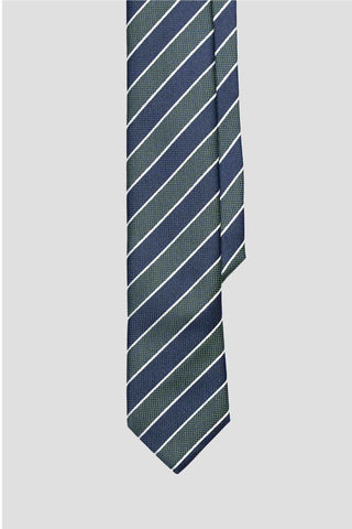 Marin & grön randig slips