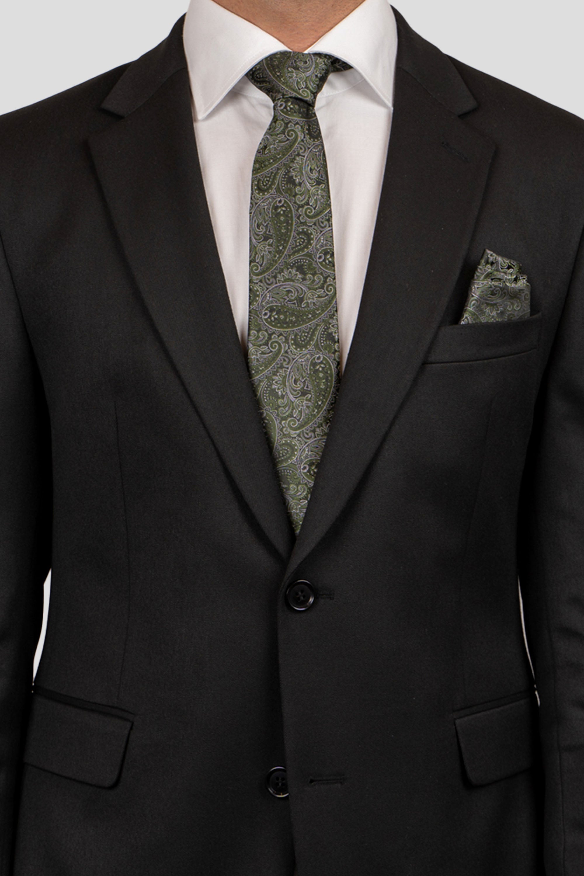 Grøn & hvid paisley slips PVD