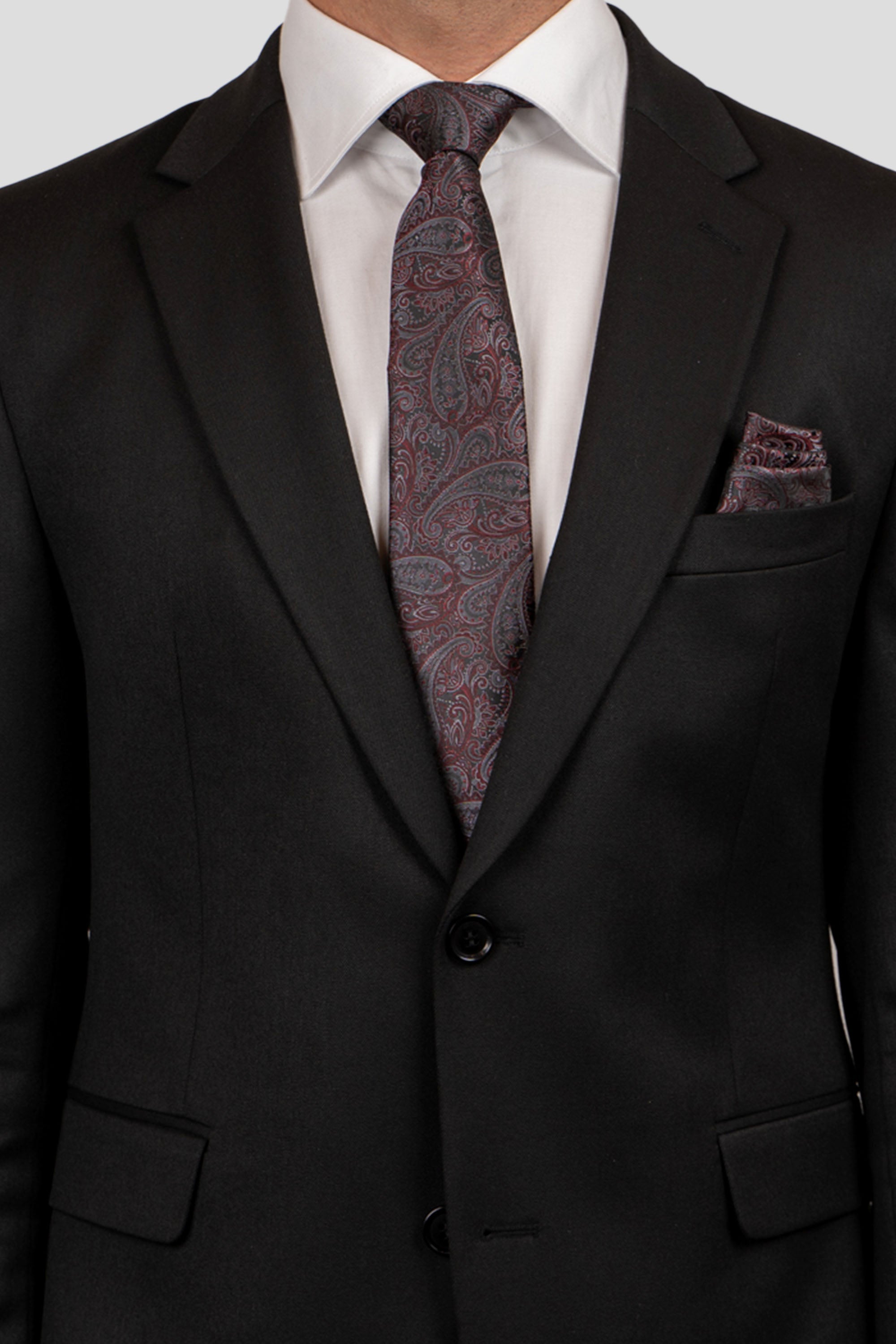 Sort & rød lommeklud med paisley PVD