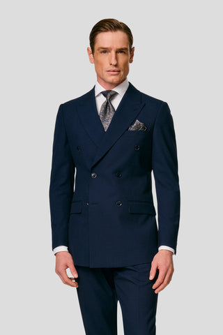 PRESTIGE navy dobbeltradet blazer med tern