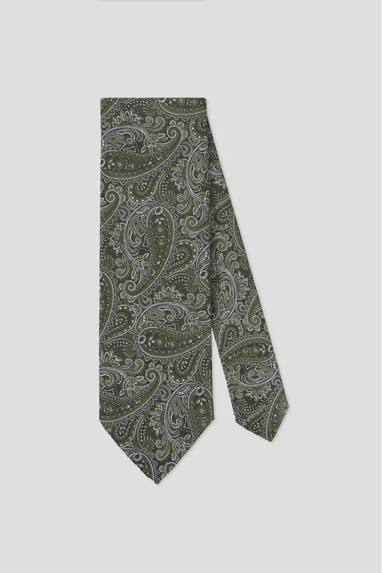 Grøn & hvid paisley slips PVD