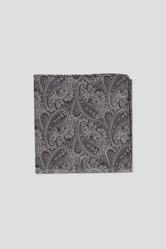 Sort & hvid lommeklud med paisley PVD