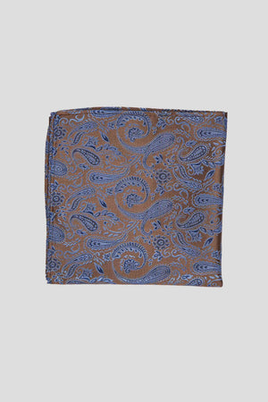 Brun & blå lommeklud med paisley