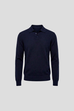 Navy langærmet polo