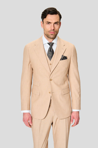 PRESTIGE sand three-piece jakkesæt med nålestriber