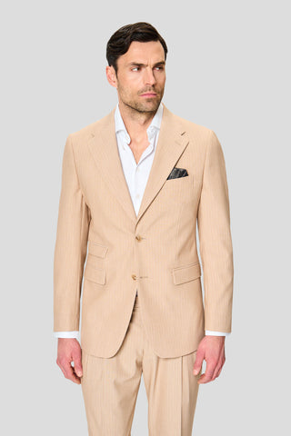 PRESTIGE sand jakkesæt med nålestriber
