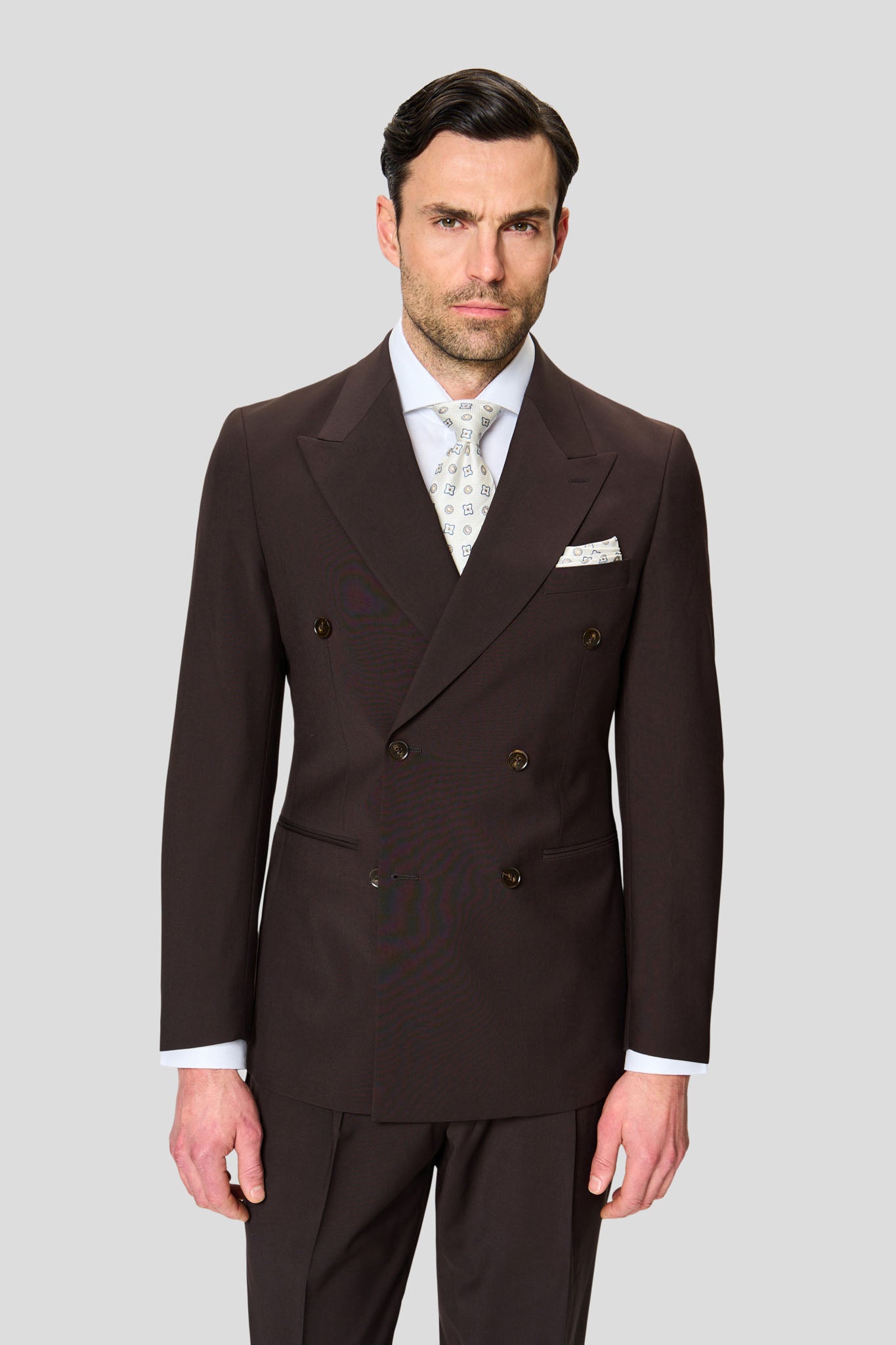 PREMIUM brun dobbeltradet blazer