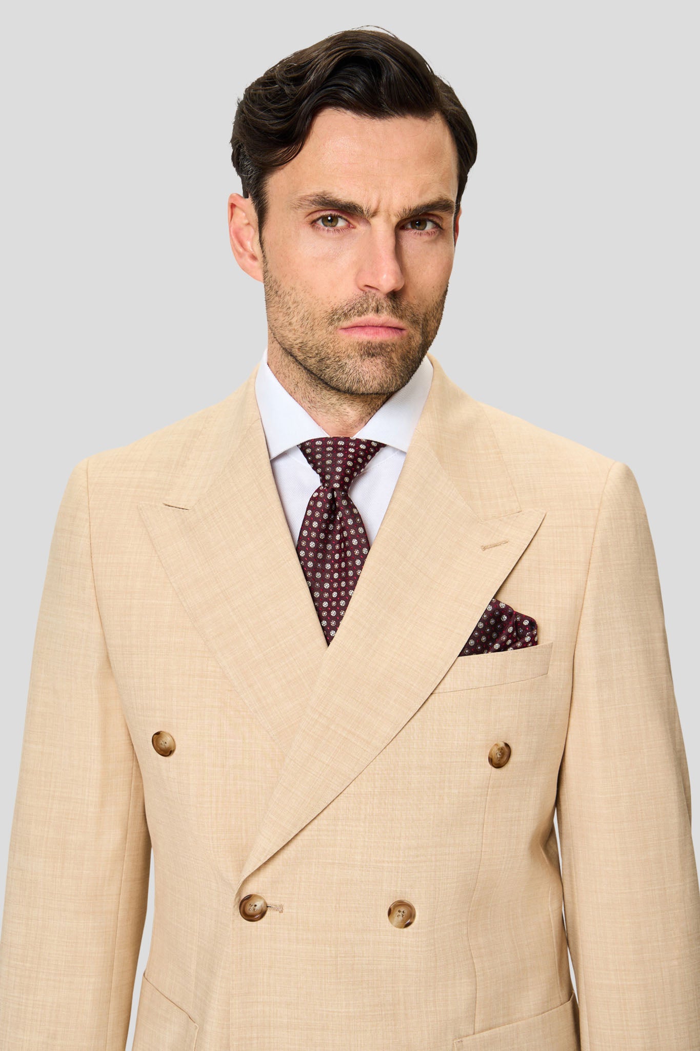 PREMIUM beige dobbeltradet blazer