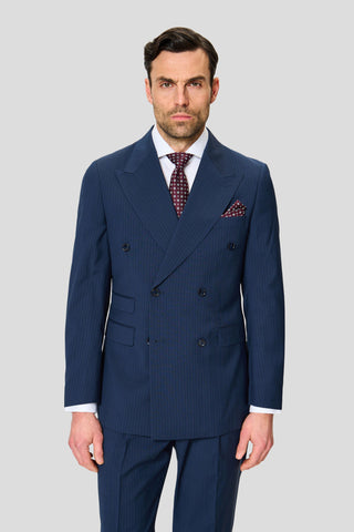 EXCLUSIVE blå dobbeltradet blazer med nålestriber