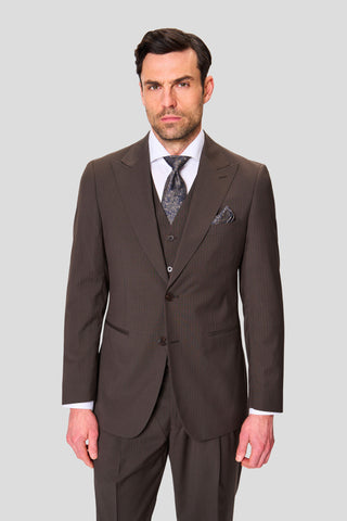 EXCLUSIVE brun vest med nålestriber