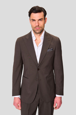EXCLUSIVE brun blazer med nålestriber