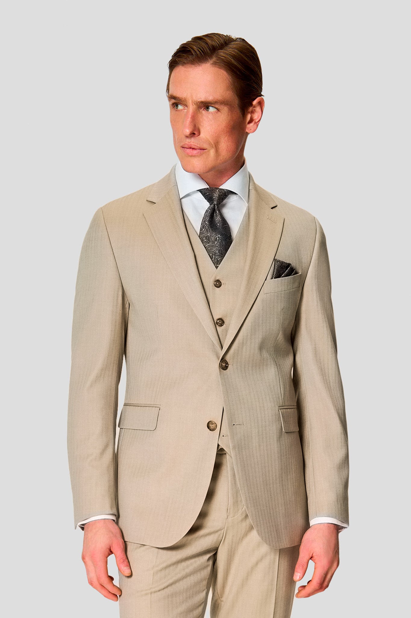 HERITAGE beige vest med sildeben