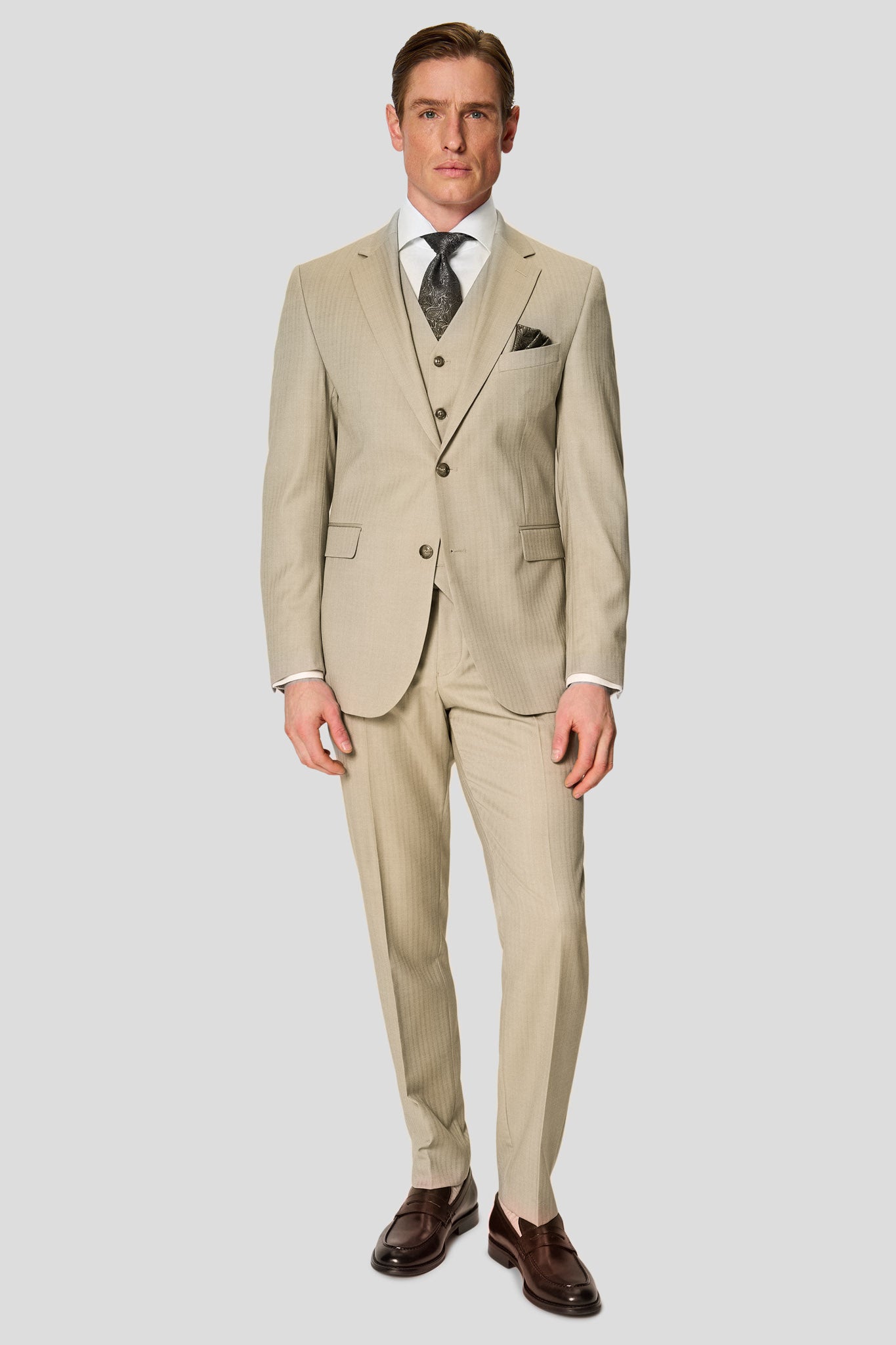 HERITAGE beige vest med sildeben