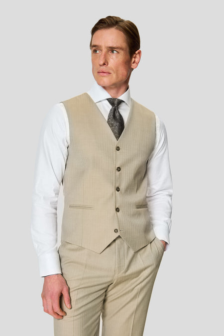 HERITAGE beige vest med sildeben