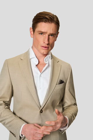 HERITAGE beige jakkesæt med sildeben