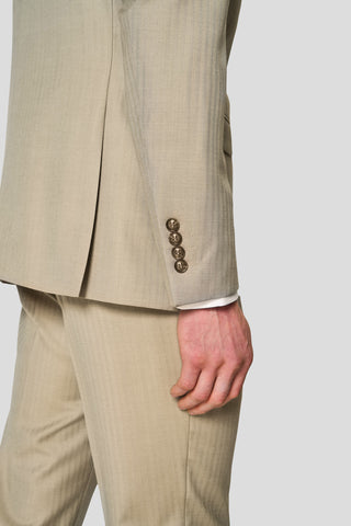 HERITAGE beige three-piece jakkesæt med sildeben