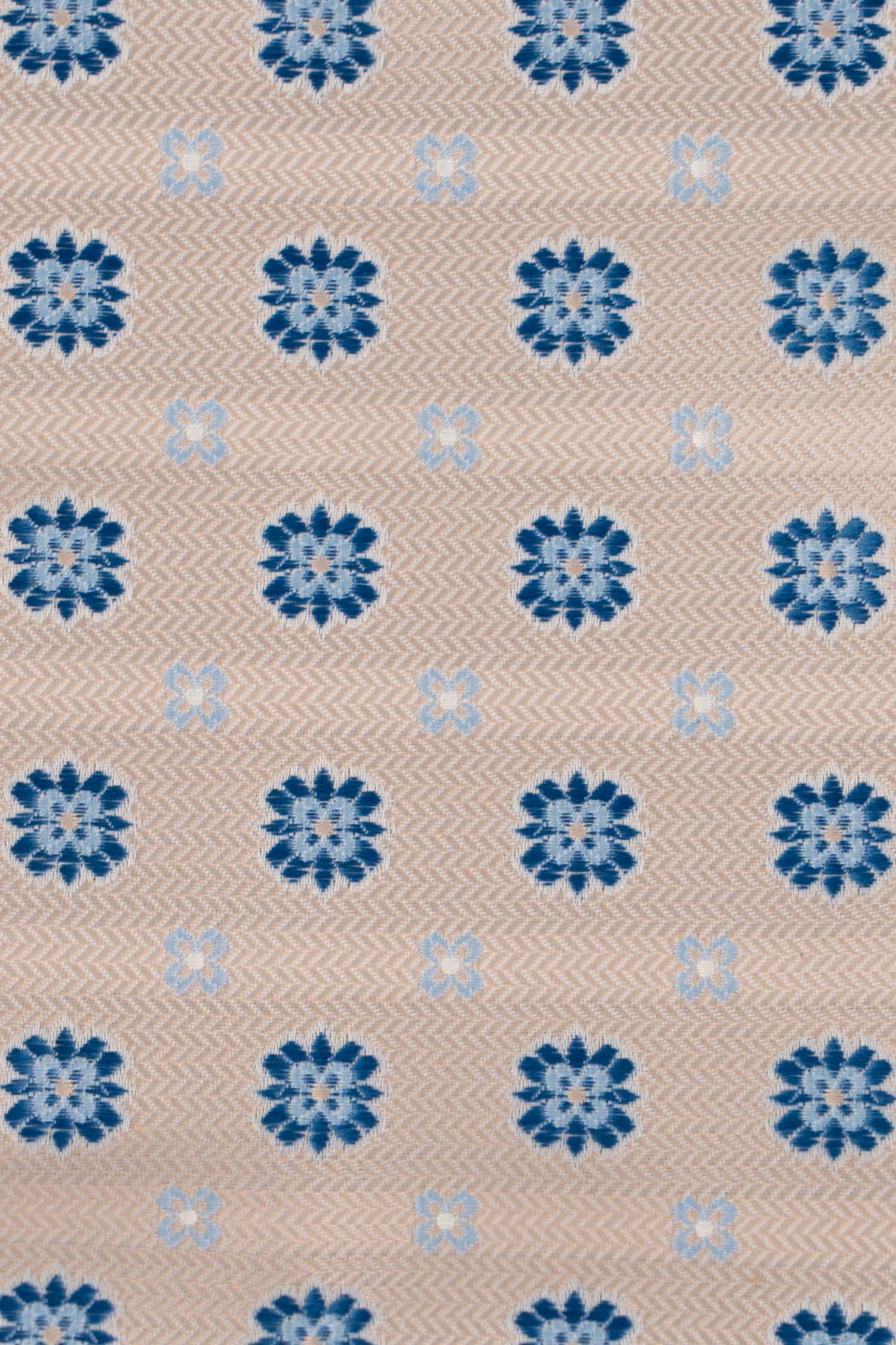 Beige & blåt blomstret lommeklud PVD