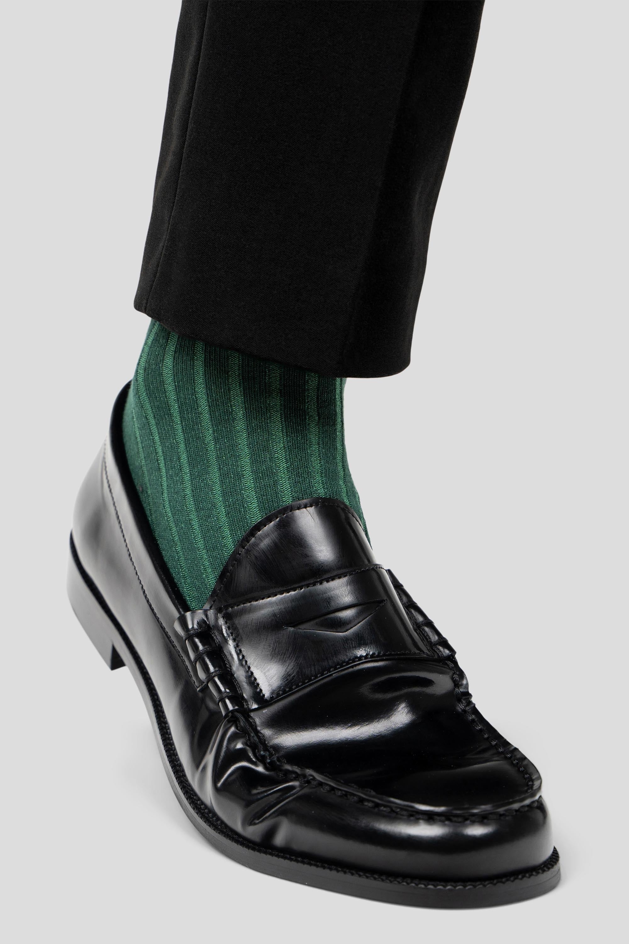 Grøn ribbed strømper Lindner