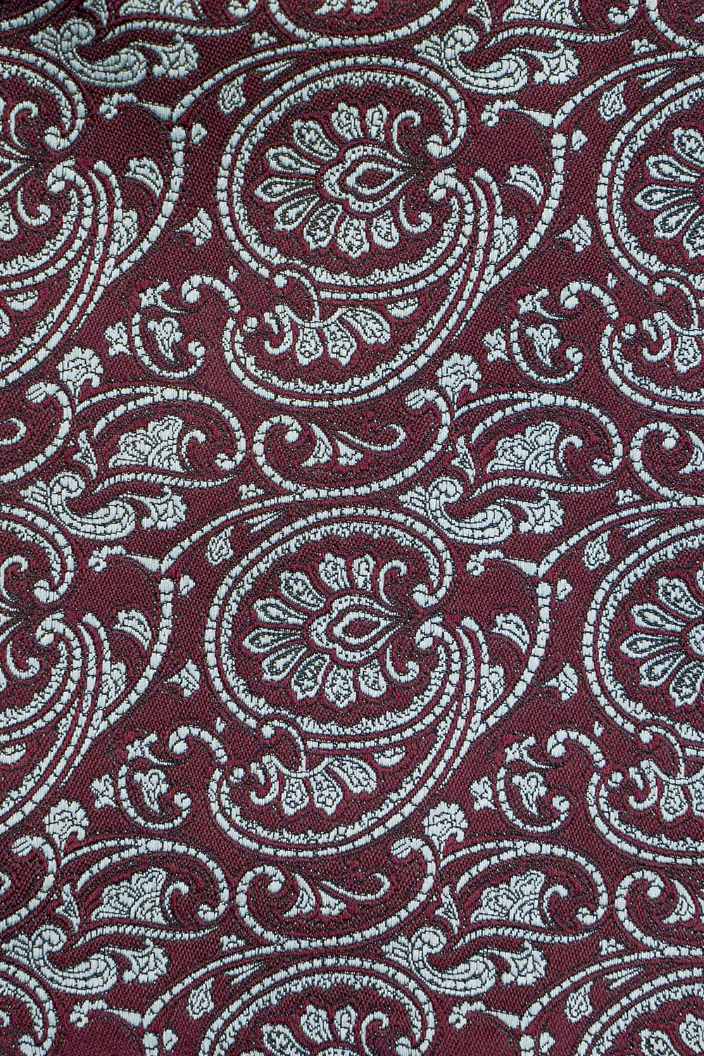 Bordeaux & hvid paisley lommeklud PVD