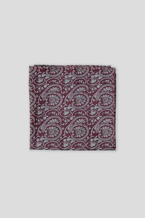 Bordeaux & hvid paisley lommeklud