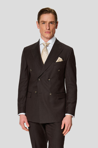 HERITAGE brunt dobbeltradet jakkesæt med sildeben MBO