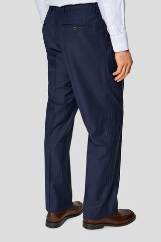 PREMIUM navy dobbeltradet jakkesæt med nålestriber PREMIUM