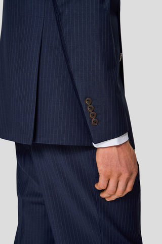 PREMIUM navy dobbeltradet blazer med nålestriber MBO