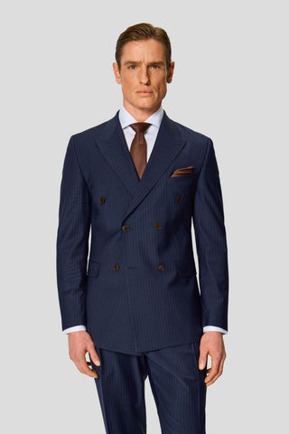 PREMIUM navy dobbeltradet blazer med nålestriber MBO