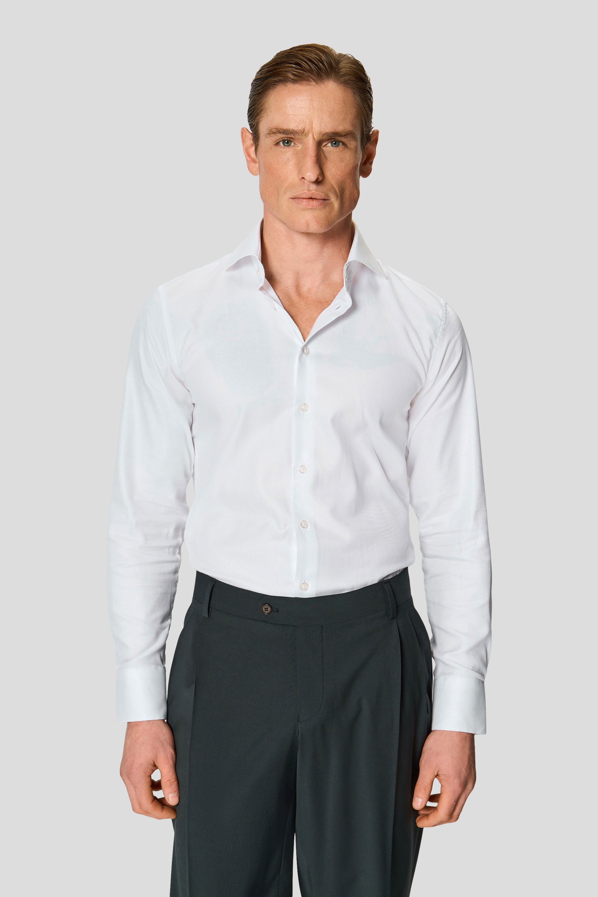 Exclusive twill skjorte hvid slim Shirtmakers