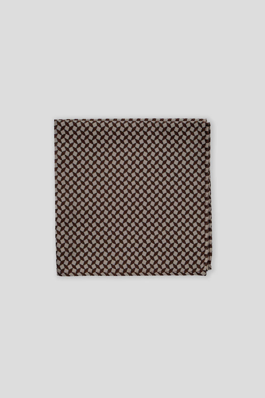 Brunt & beige geometrisk lommeklud PVD