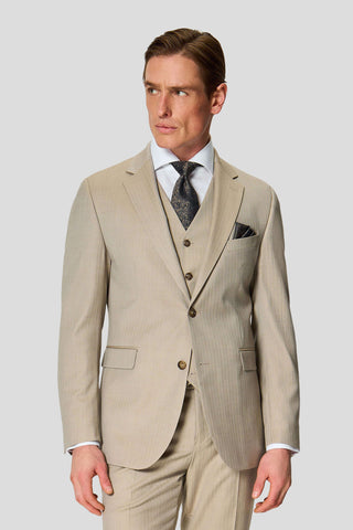 HERITAGE beige three-piece jakkesæt med sildeben MBO