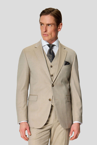 HERITAGE beige three-piece jakkesæt med sildeben