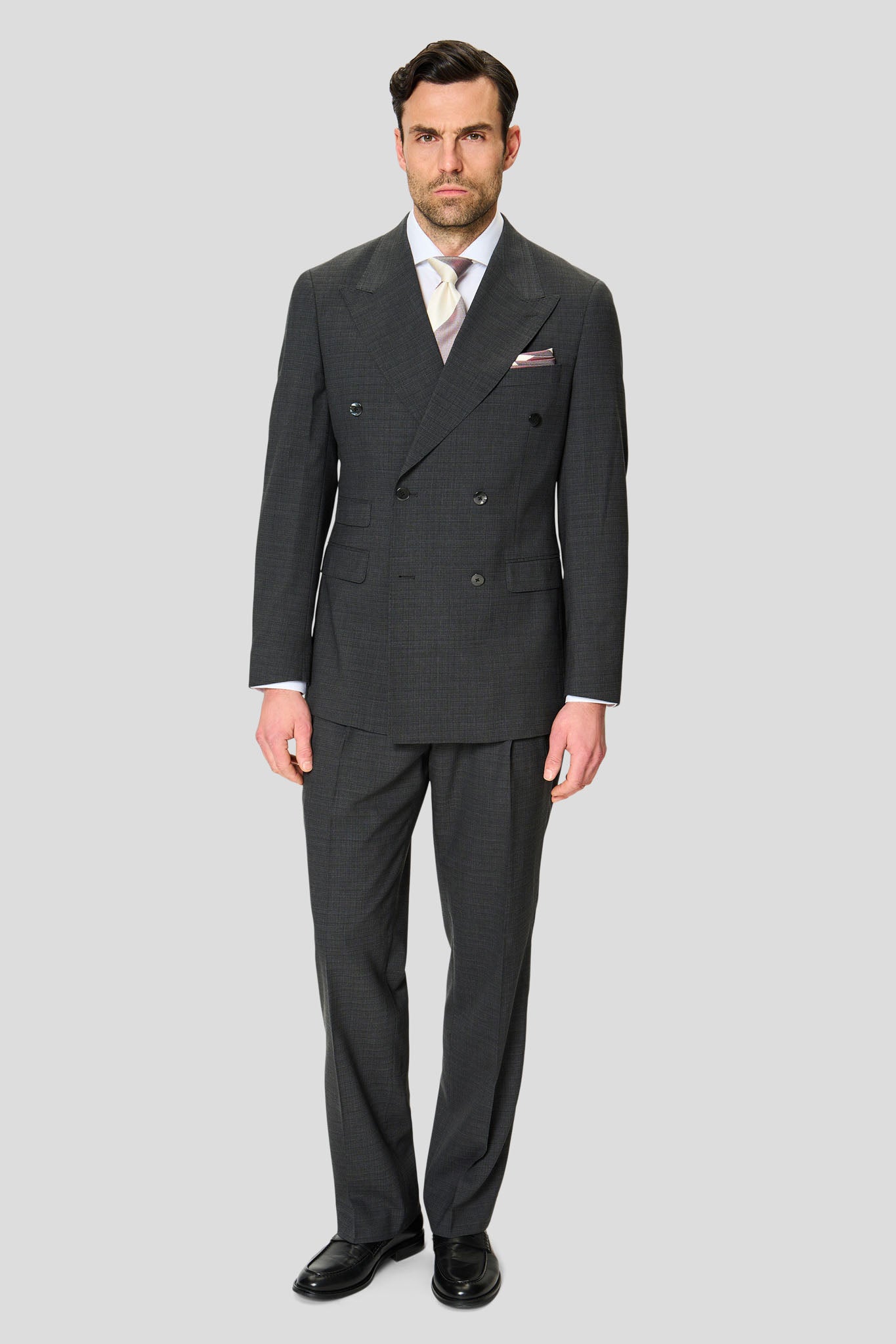 EXCLUSIVE gråmeleret dobbeltradet blazer