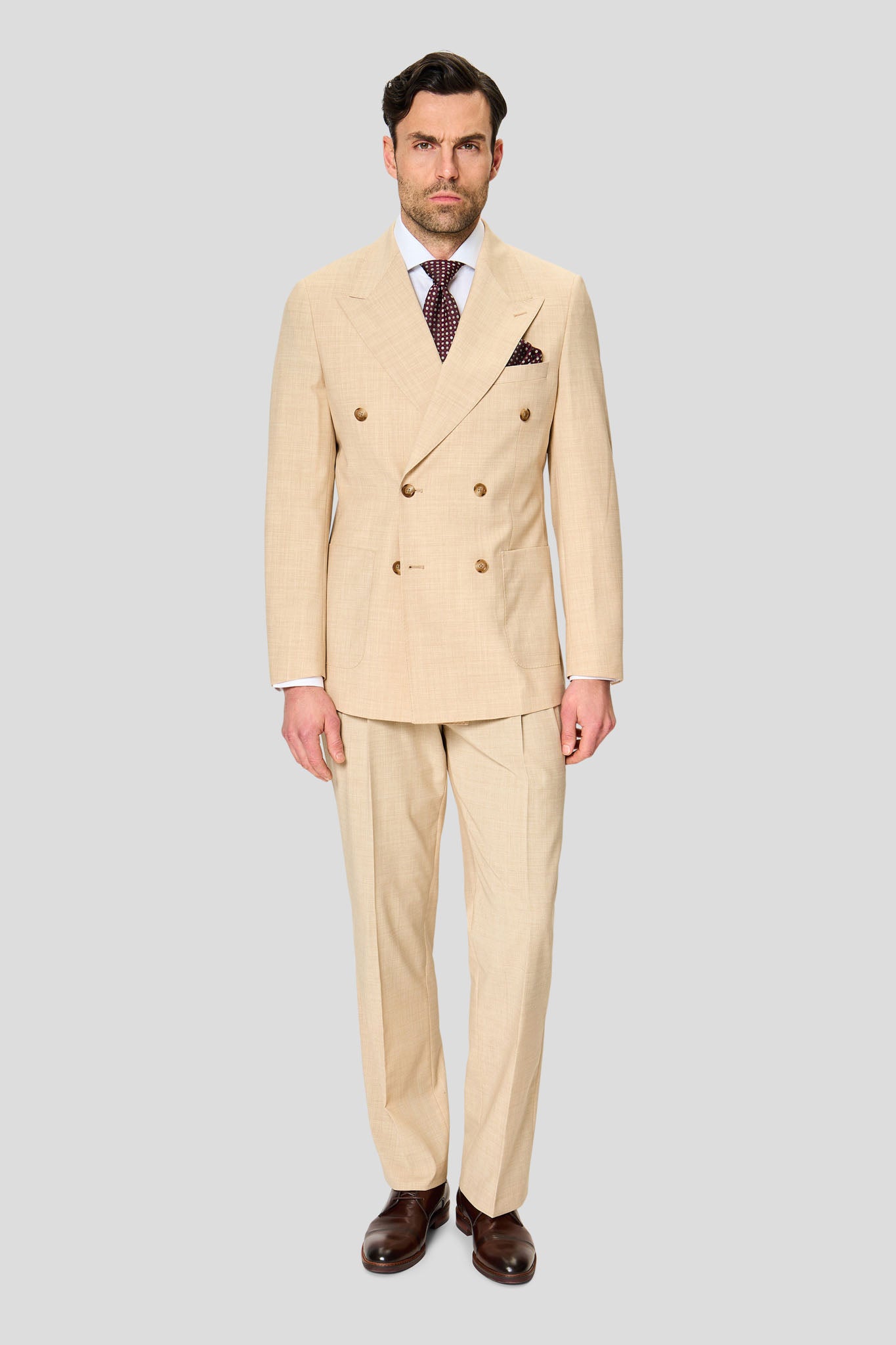 PREMIUM beige dobbeltradet blazer