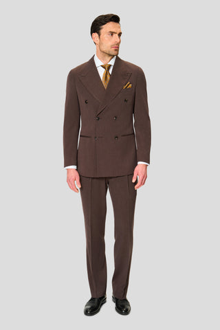 PRESTIGE mørkebrunt dobbeltradet jakkesæt