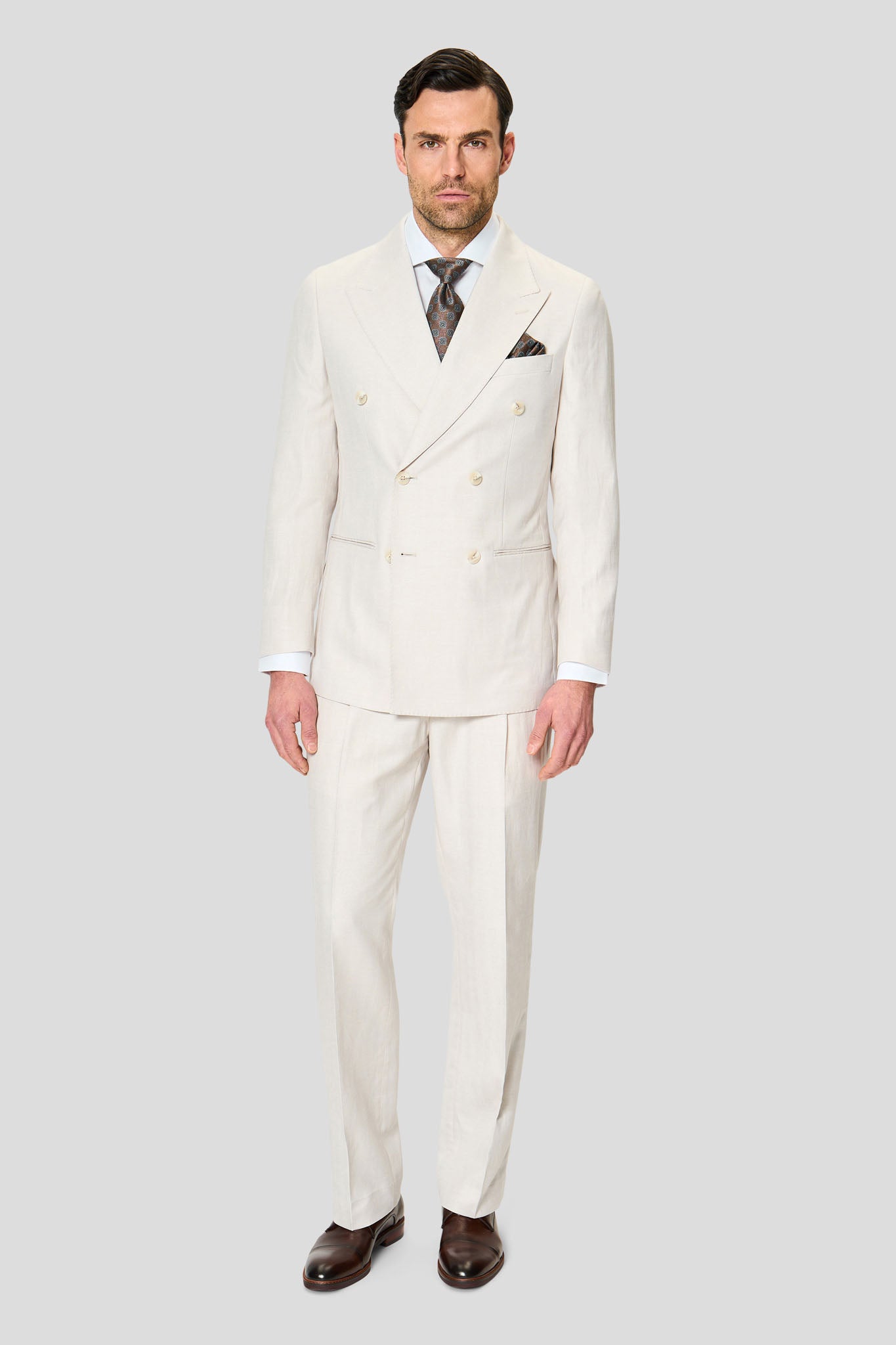 PRESTIGE off-white hørhabitbukser