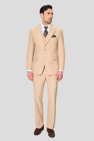 PRESTIGE sand three-piece jakkesæt med nålestriber