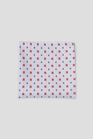 Hvid & rød blomstret lommeklud