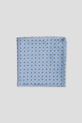 Lyseblå dråbemønstret silkelommeklud PVD