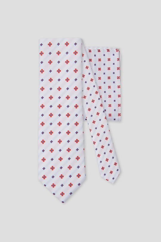 Slips & lommekluds pakke (Hvid & rød blomstret) suitclub.dk