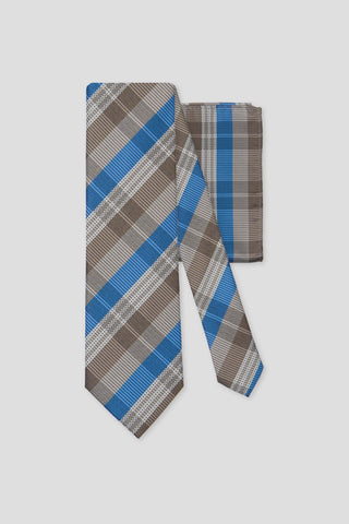 Slips & lommekluds pakke (Brunt & blåt ternet) suitclub.dk