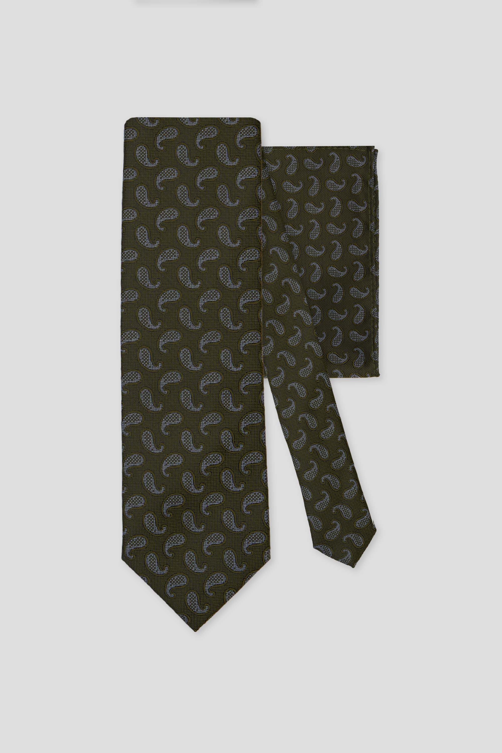 Slips & lommekluds pakke (Grøn paisley) suitclub.dk