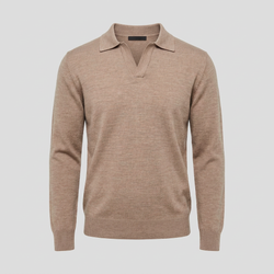 Sand merino langærmet polo