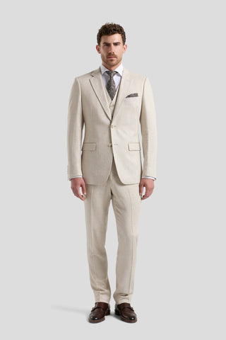 PRESTIGE sand three-piece hørjakkesæt